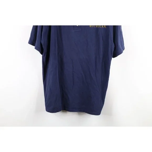 Vintage 90s Mens Large Faded Spell Out University of Michigan Henley T-Shirt USA - Picture 3 of 8